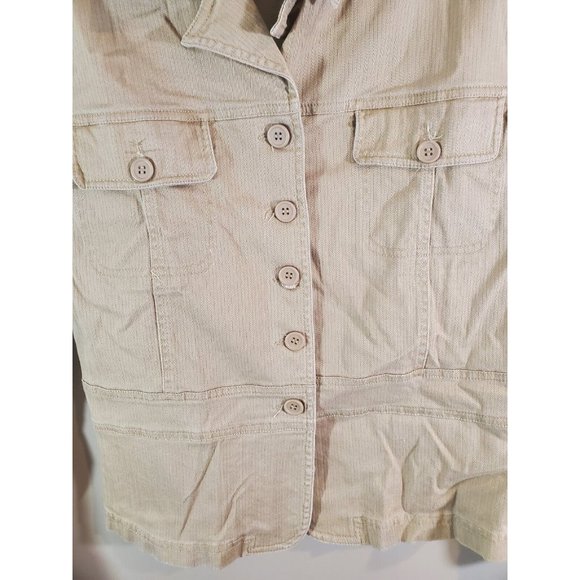 Vtg Y2K The Blues Button Down Tan Shacket, Sz XL - Picture 5 of 10